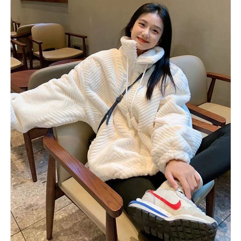 SẴN L Áo Khoác Lông Mùa Đông Dày Hai Lớp