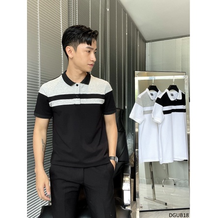 Áo Polo nam basic tay ngắn phối màu sọc ngang vai ngực DGUB18 - DGU Shop