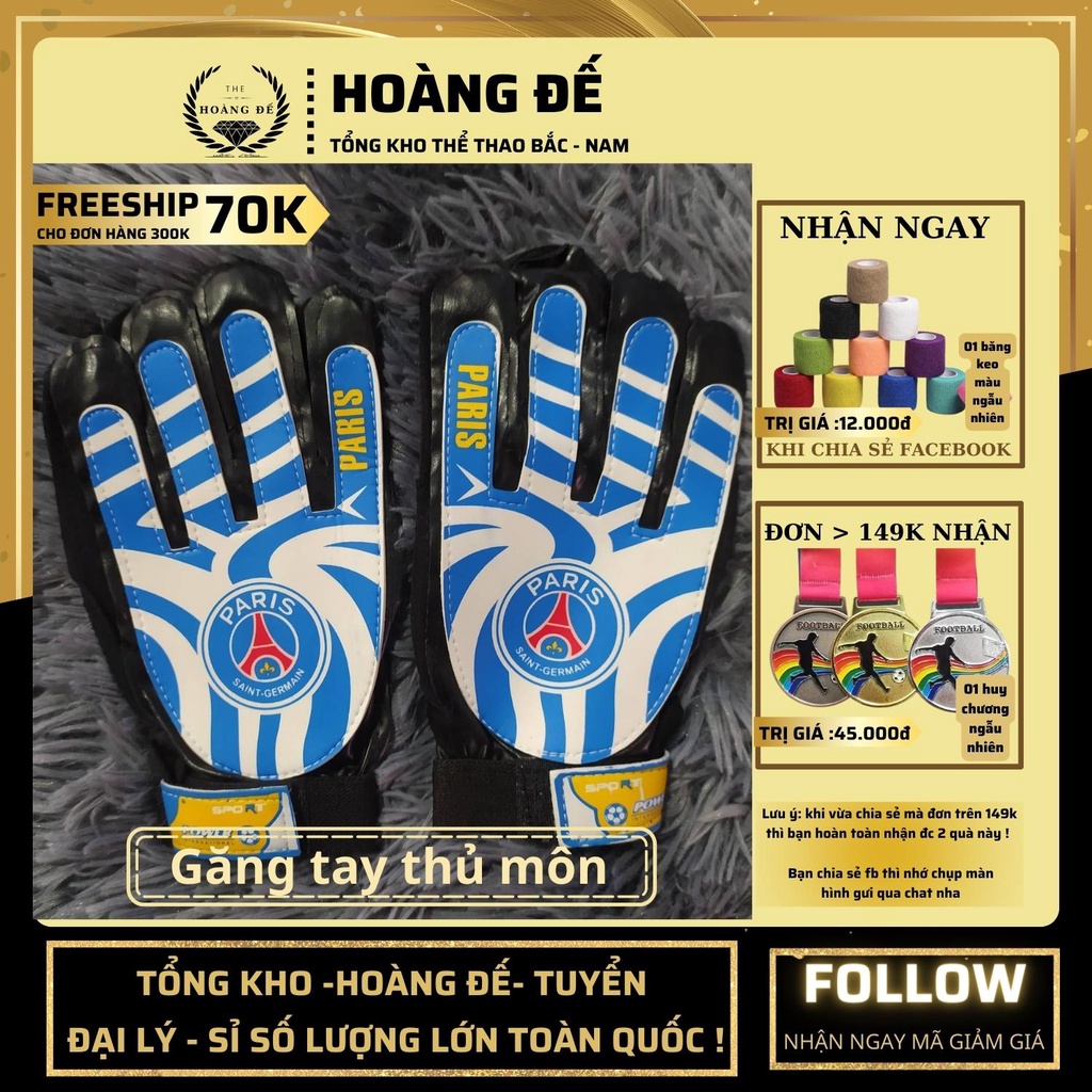 Găng tay thủ môn đá bắt bóng không xương giá rẻ siêu dính giá rẻ ,bao găng tay thủ môn không xương - Hoàng Đế 22