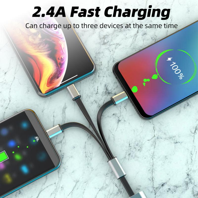 Dây cáp sạc nhanh HDOORLINK 2.4A USB sang Micro USB/ Type-C/ IOS