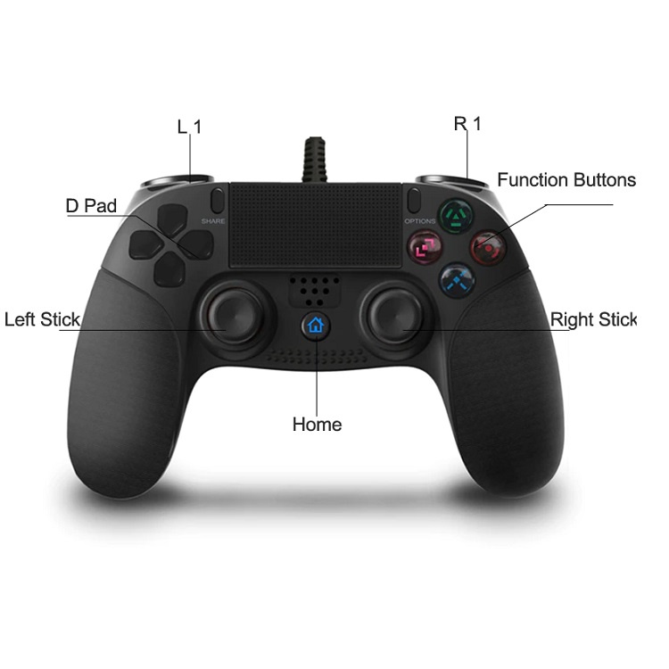 Tay Chơi Game, FO4 Có Dây Kết Nối Dễ Dàng, Gamepad Double Sock, Dual Rung, Chất Liệu Nhựa ABS Cao Cấp - Cảm Biến 6 Trục