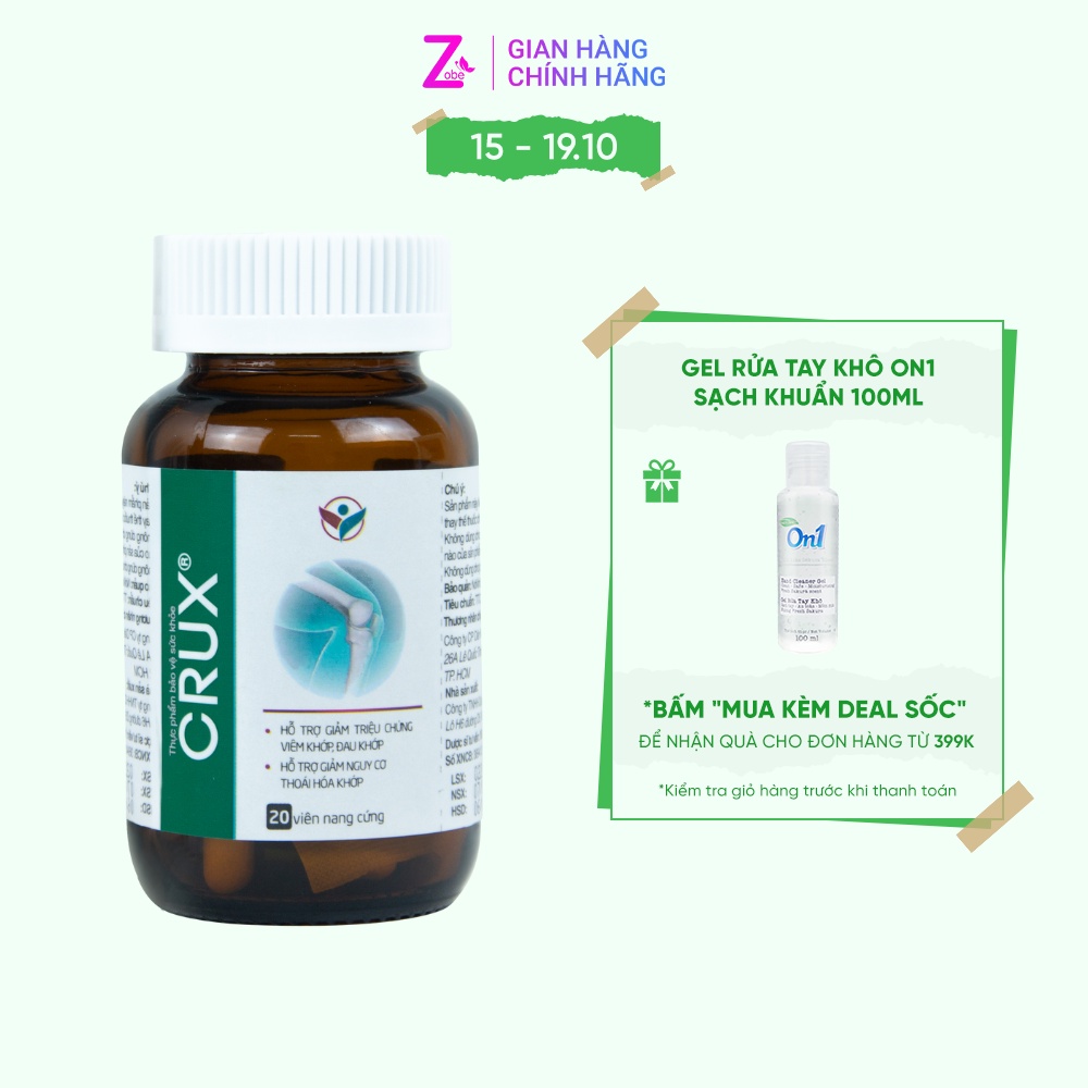 Viên uống Tái Tạo Khớp Thoái Hóa, Tăng Dịch Khớp, Cải Thiện Vận Động Crux (hộp 20v)