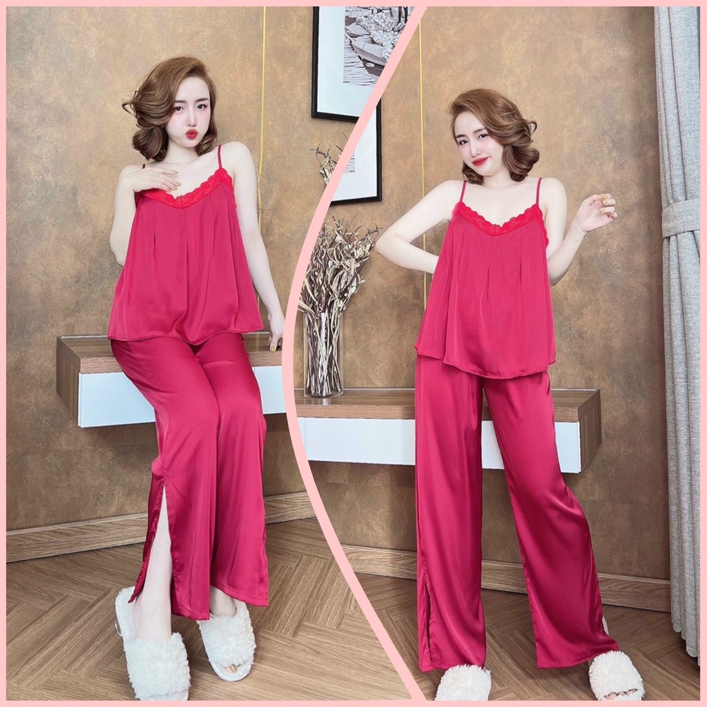 ✅Giá Sôc ✅Sét đồ ngủ 2 dây bảng quần dài✅ đồ bộ lụa satin cao cấp vải mềm mịn