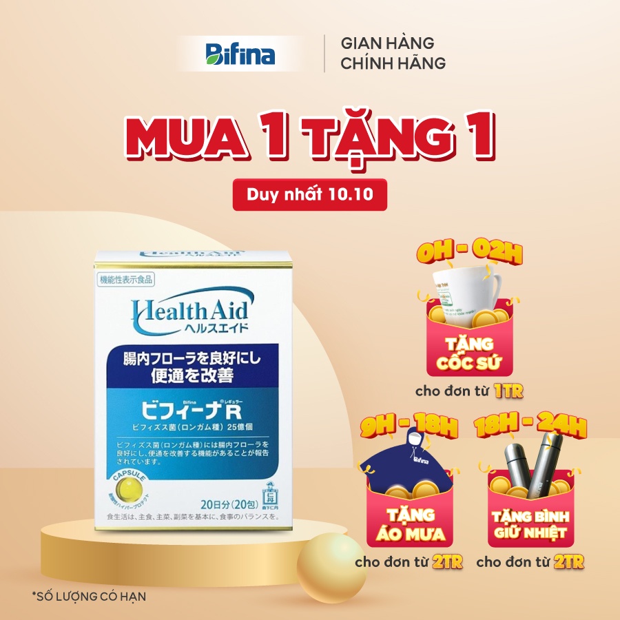 Men vi sinh Bifina Nhật Bản - Hỗ trợ hiệu quả viêm đại tràng cấp và mãn tính, loại R hộp 20 gói