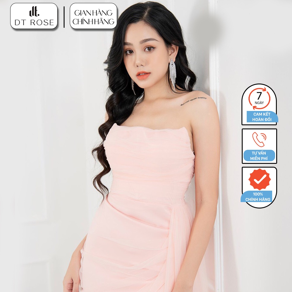 Váy Nữ DT ROSE Voan Hồng Nhún VVHNQN