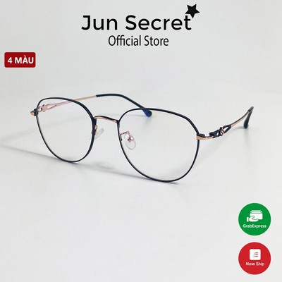 Gọng kính cận nam nữ Jun Secret chất liệu kim loại, tròng vuông 0 độ chống nắng, chống tia UV JS52335