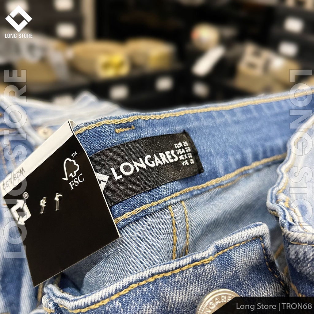 Quần jean nam xanh nhạt Silver Blue Lightning LONGARES cao cấp chất vải bò co giãn dáng ôm skinny siêu đẹp TRON68