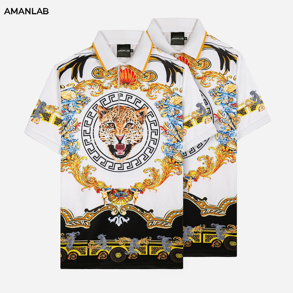 Áo thun polo nam ngắn tay, cổ bẻ, họa tiết nổi bật, vải không nhăn, form regular Royal AMANLAB