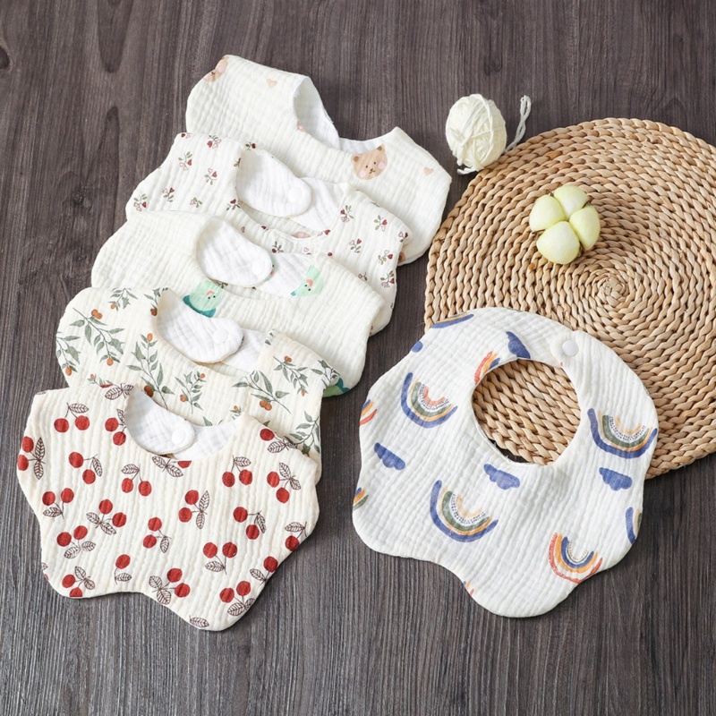 Yếm Ăn Cotton In Hoa Dễ Thương Cho Bé 0-18 Tháng Tuổi