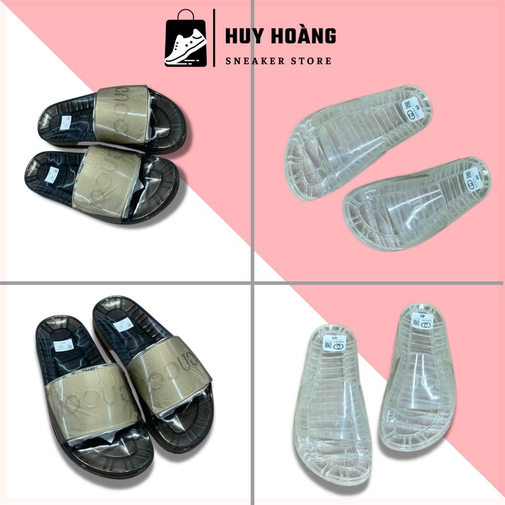 Dép Nam Nữ 𝐆𝐔𝐂𝐂𝐈 Quai Trong - Dép Quai Ngang Nam Gucci Đế Cao Su Trong Siêu Hot Full Box Jax.Sneaker