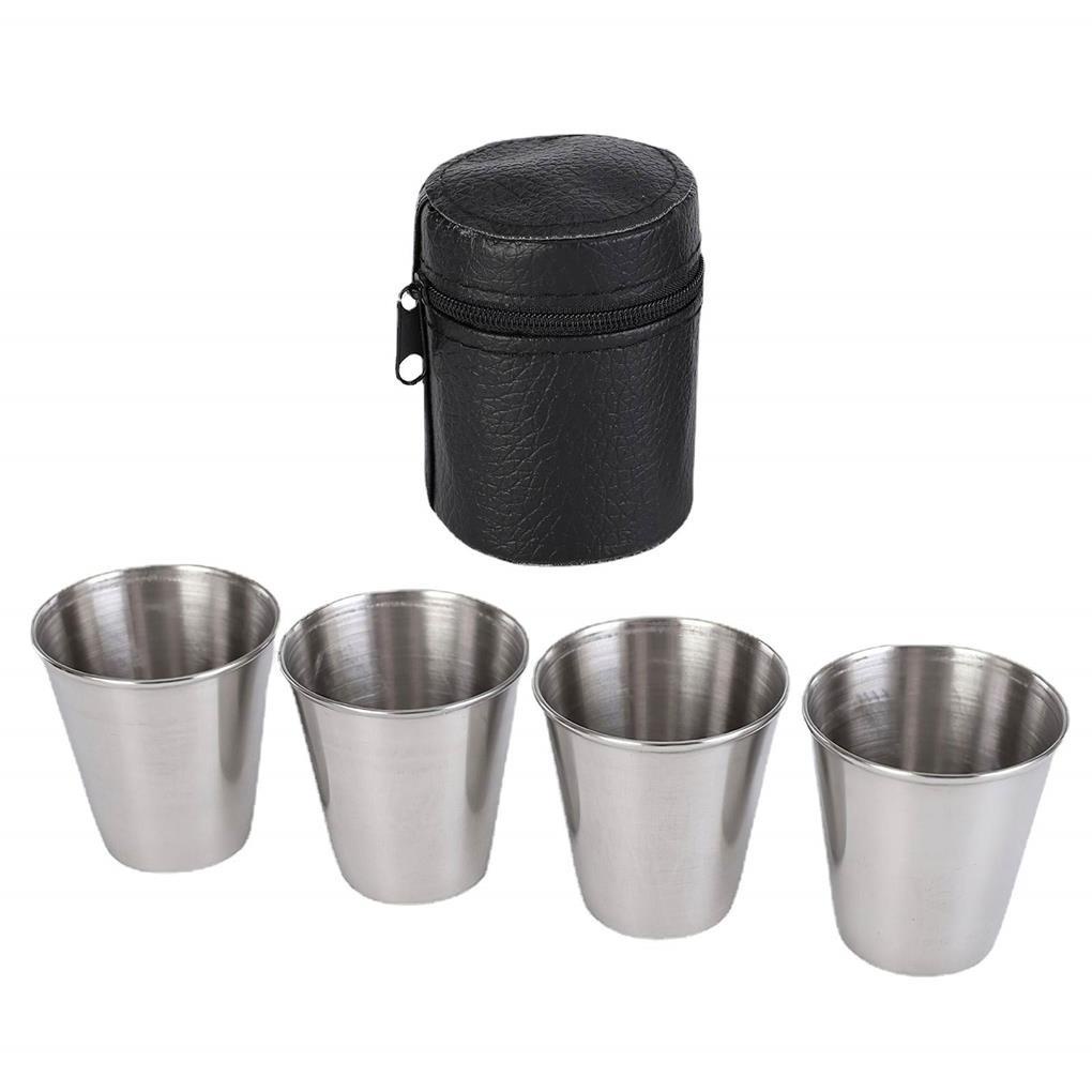 Set 4 Cốc Nước Du Lịch Đa Năng Gọn Nhẹ Chống Mài Mòn Kèm Túi Đựng