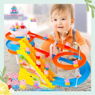 [Hàng loại 1] Bộ Đồ Chơi Heo Peppa Leo Cầu Thang Phiên Bản Lớn Đường Ray Đôi Siêu Dễ Thương Cho Bé Có Âm Nhạc Vui Nhộn