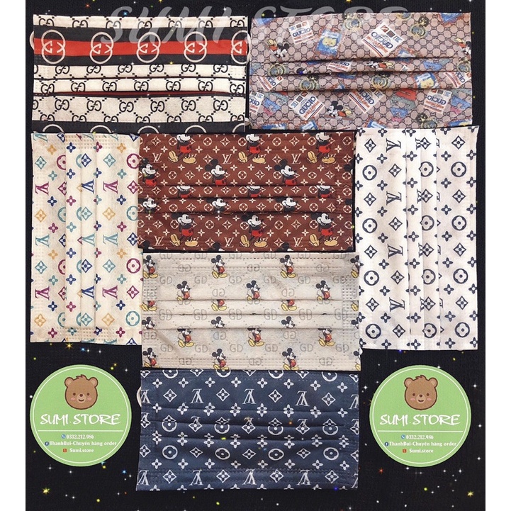 Khẩu Trang Cao Cấp 4 Lớp Gấu Hoạ Tiết Hoạt Hình Fashion Mask