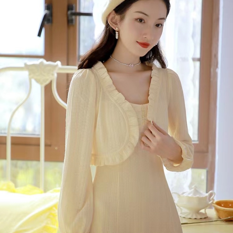Set Đầm Hai Dây Và Áo Khoác Cardigan Thời Trang Mùa Thu Hàn Quốc 2022 Cho Nữ