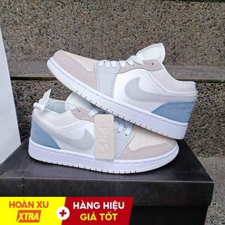 Giày Jordan Cổ Thấp Paris Màu Xám Gót Xanh Nam Nữ, Giày Jordan 1 Low paris Xám Nhạt Bản Đẹp