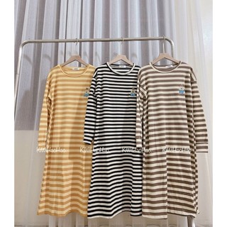 váy len kẻ ngang thêu gấu