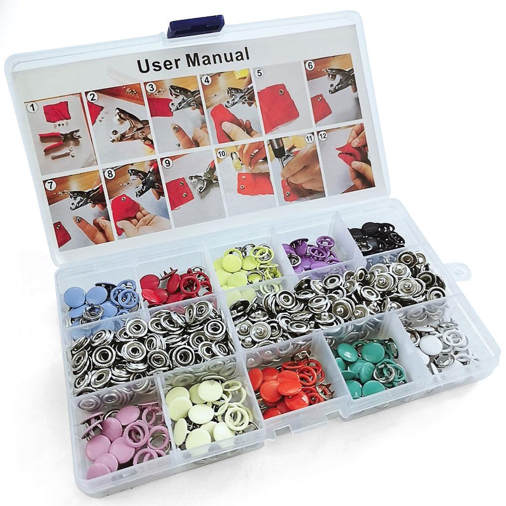 Bộ 200 Nút Bấm Kim Loại Dùng Để May Áo Khoác / Túi Xách Tiện Dụng