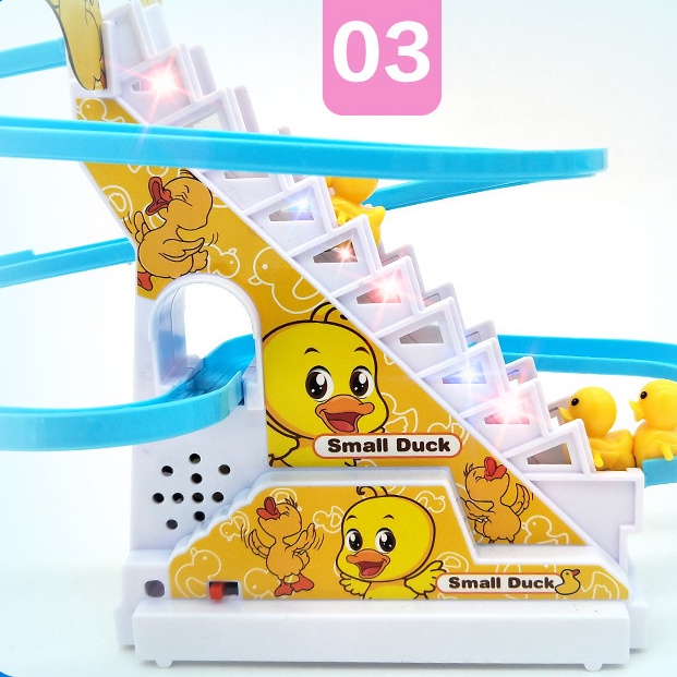 Đồ chơi cầu trượt Vịt vàng leo cầu thang với âm thanh vui nhộn + Đèn nháy đẹp mắt - BeThongMinh