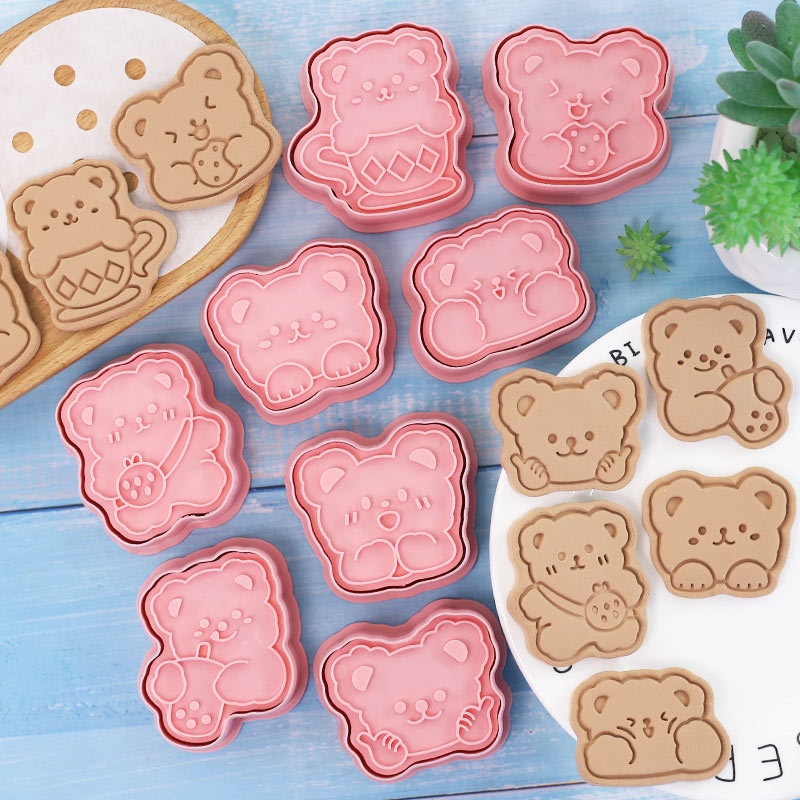 Bộ 8 cutter nhựa tạo hình bánh quy Gấu/ Mẫu B