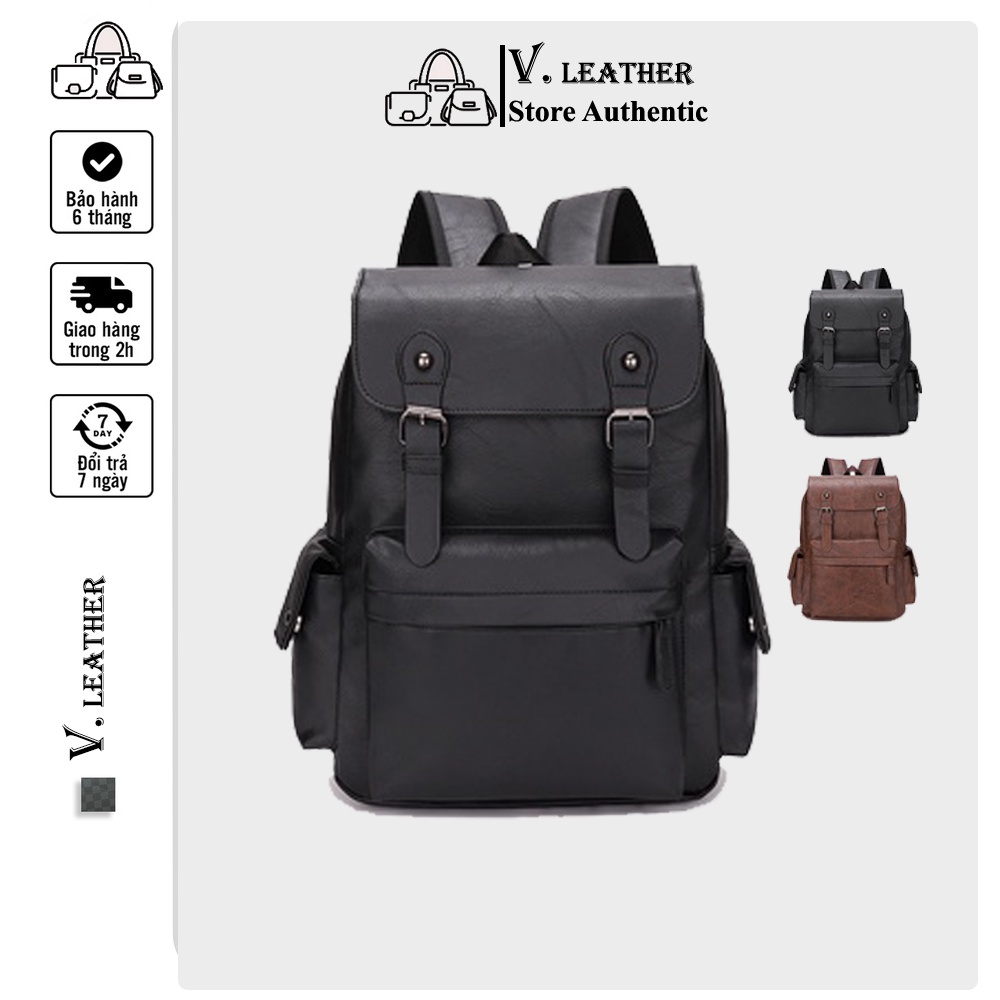 Balo da unisex, Balo đi làm Phong cách Hàn Quốc V.LEATH, đựng laptop 15inch đảm bảo da xịn đẹp nhất thị trường