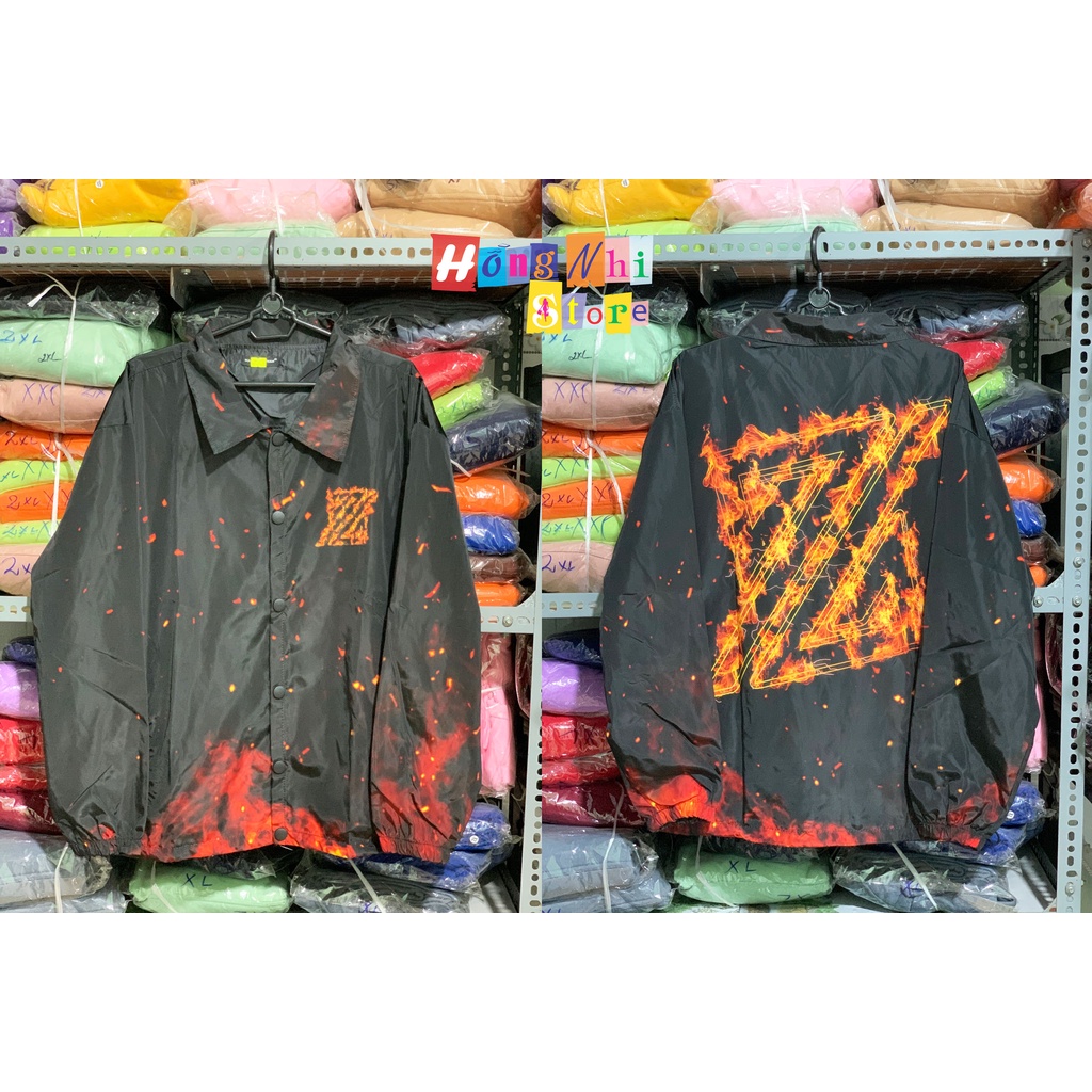 Áo Khoác Dù 3D Lửa Z Xanh Đen Nút Gài Dây Rút Dáng Rộng Nam Nữ Unisex Ulzzang - MM