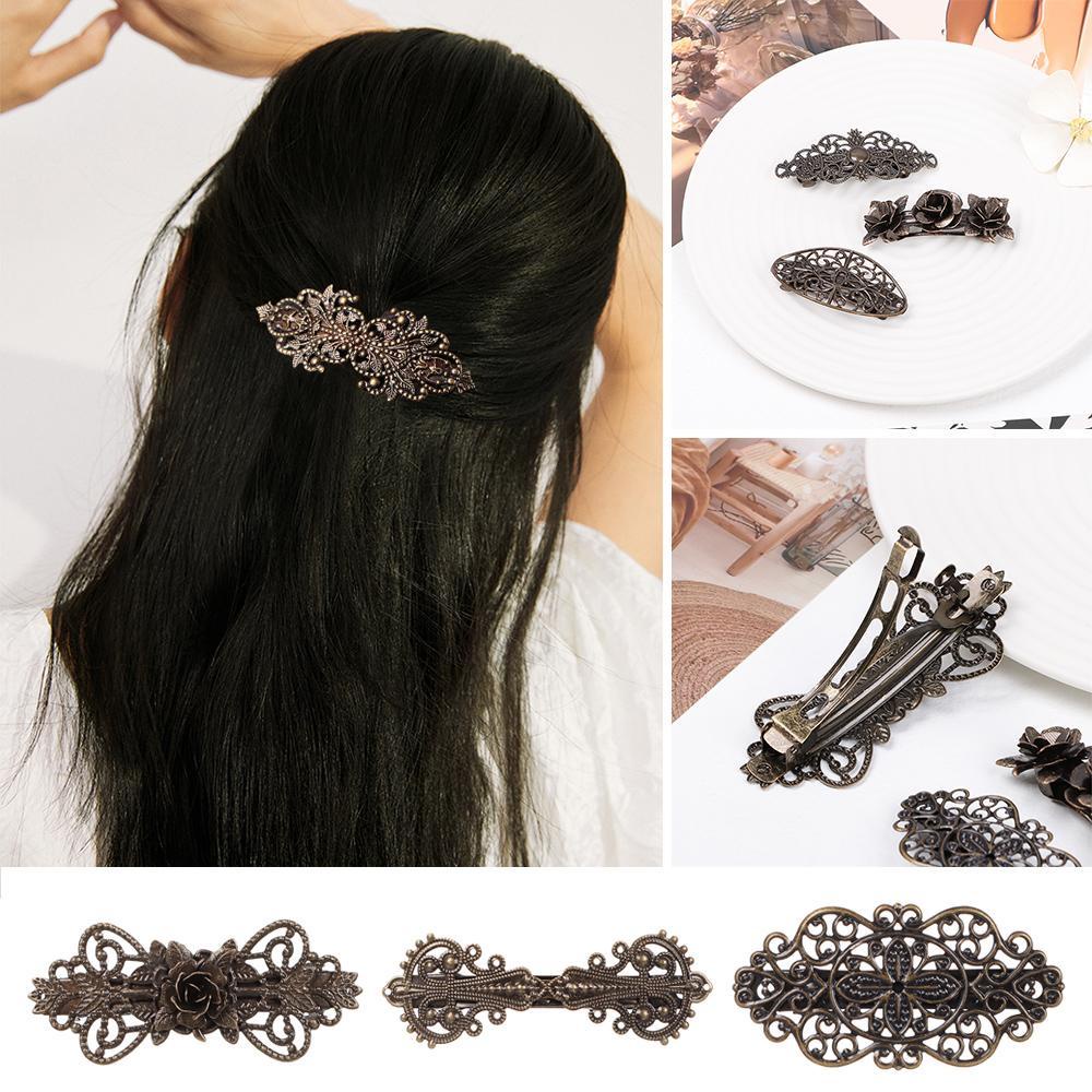 SUSANS Kẹp Tóc Màu Đồng Đính Đá Phong Cách Vintage Thanh Lịch Dành Cho Nữ