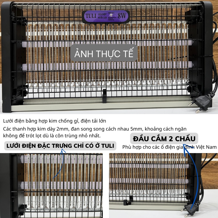 Đèn Máy Bắt Muỗi Thông Minh Cao Cấp TuLi TL006 6W, Thu Hút Diệt Đuổi Côn Trùng, Hiệu Quả An Toàn Không Độc Hại, BH 2 năm