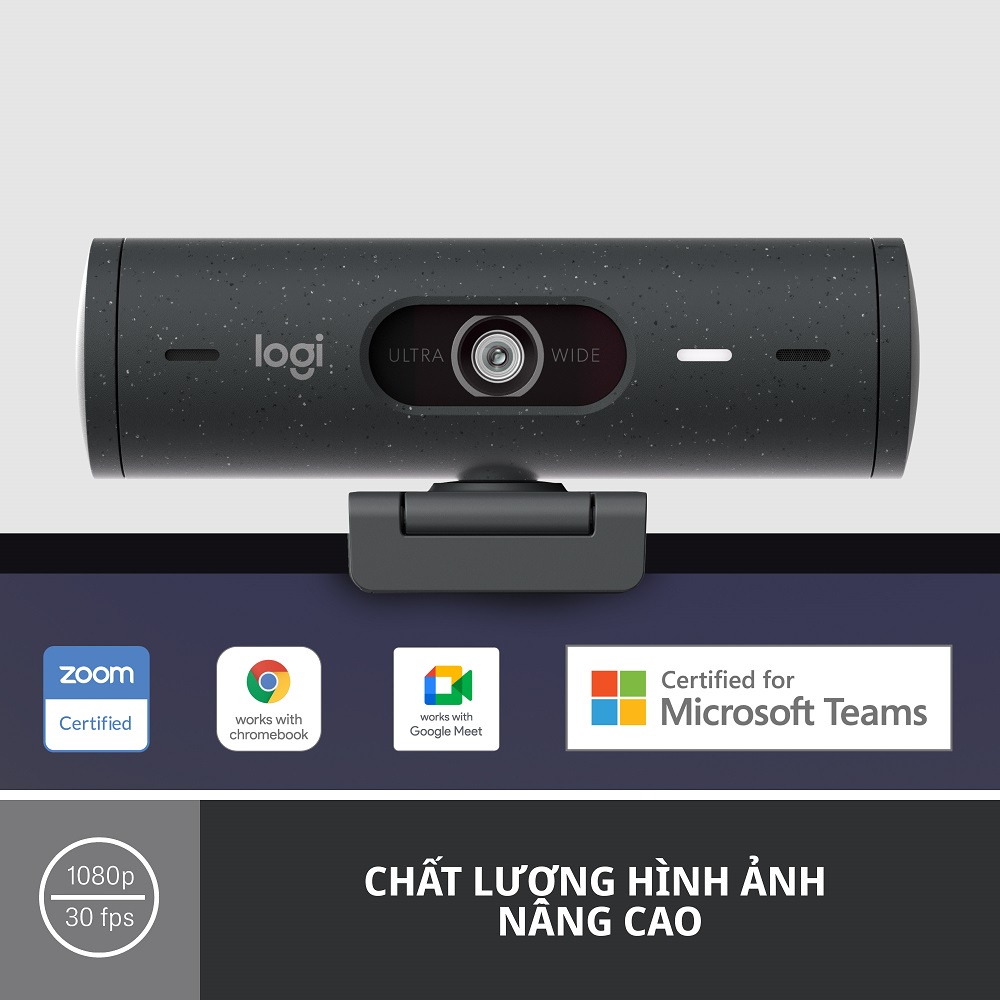 Webcam Logitech Full HD Brio 500 - Chỉnh sáng, lấy khung hình,Show mode, Mic kép giảm ồn