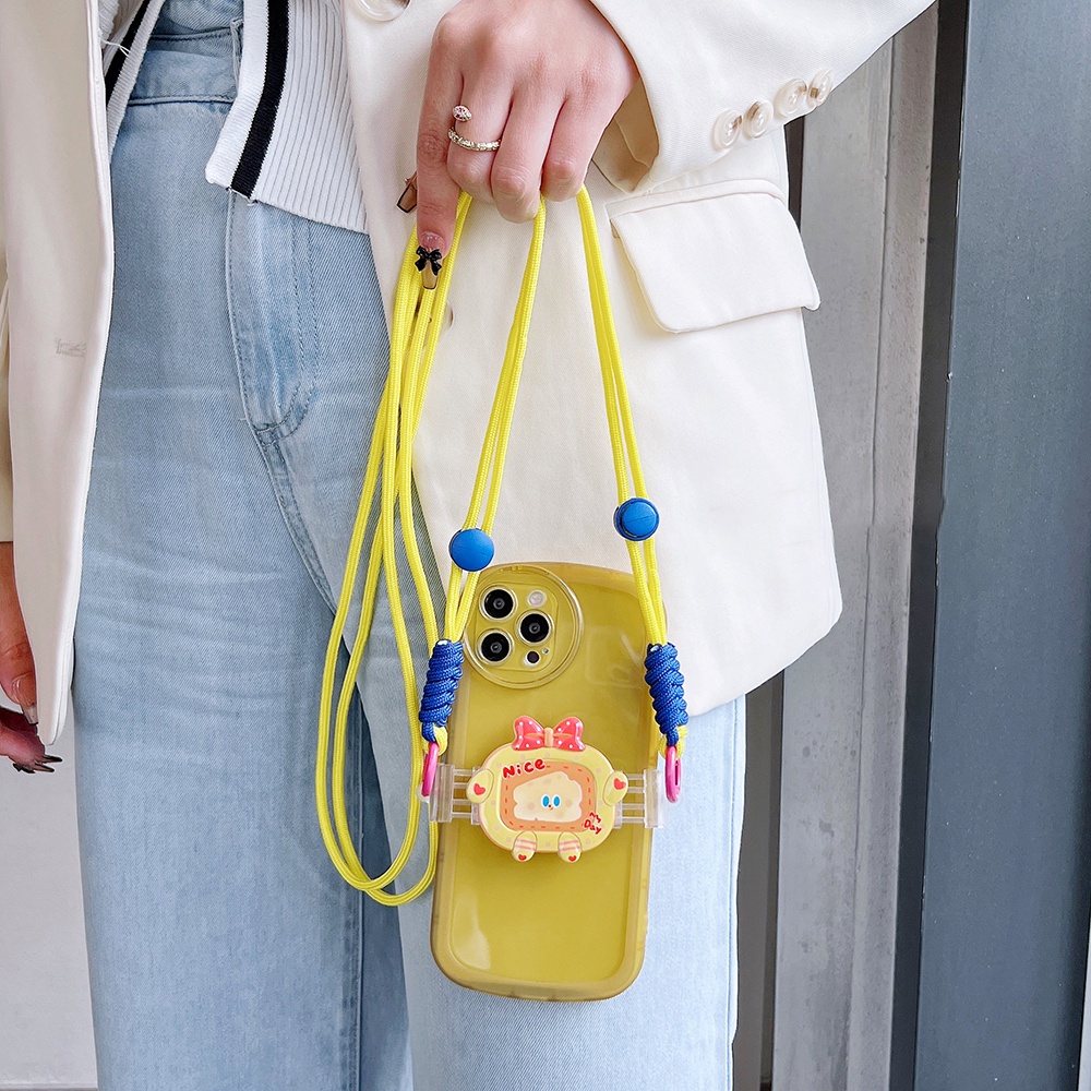 Dây Kẹp Điện Thoại Hình Gấu / Thỏ / Phô Mai / Gấu Nhiều Màu Chống Thất Lạc Dễ Phối Đồ