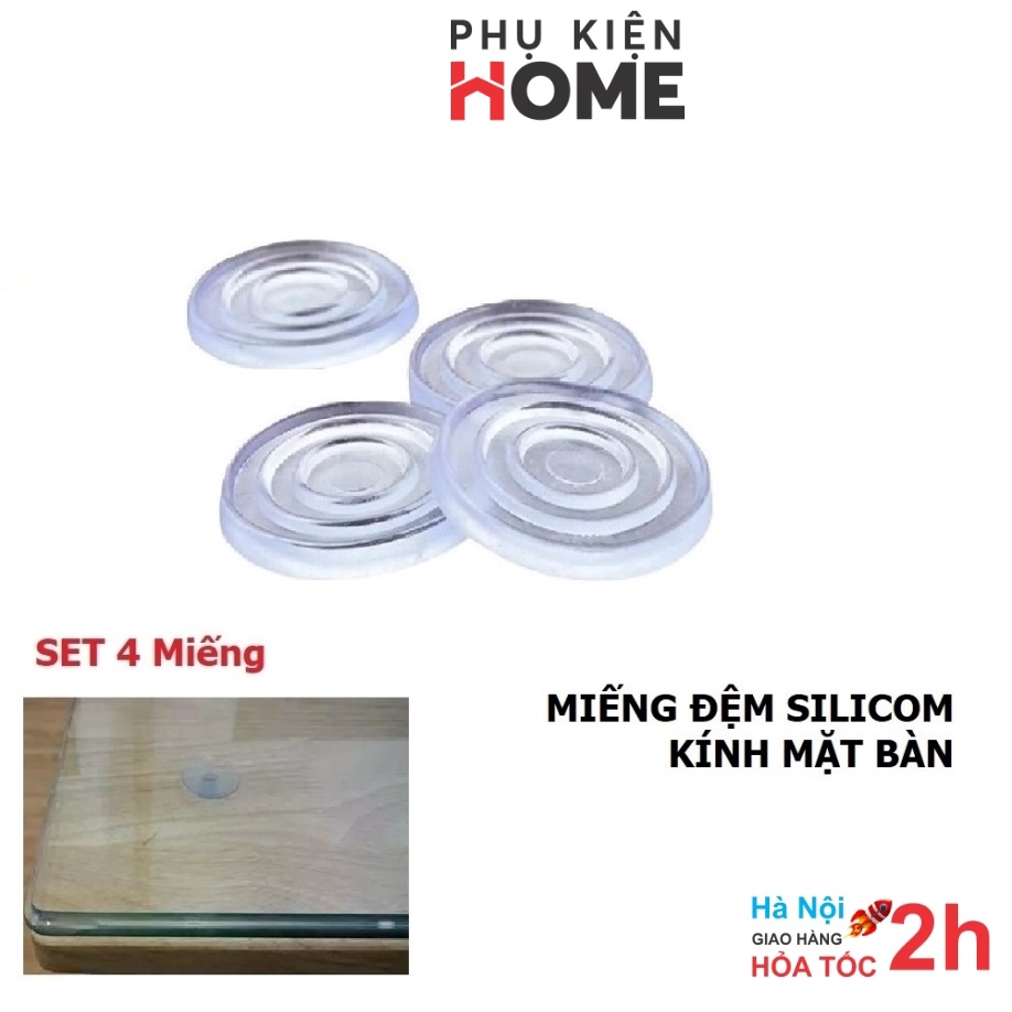 Miếng Đệm Silicon Trong Suốt Kê Kính Mặt Bàn, Giúp Lót Giữ Kính, Chống Xê Dịch Và Trơn Trượt Mặt Kính, PhuKienHome 5505