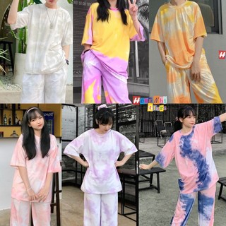 Áo thun tay lỡ loang màu tie dye tay lỡ form rộng nam nữ unisex - mm