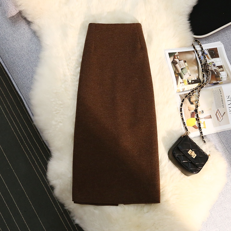Chân Váy Len Dày Lưng Cao Xẻ Tà Thời Trang Thu Đông Hàng Mới 2023
