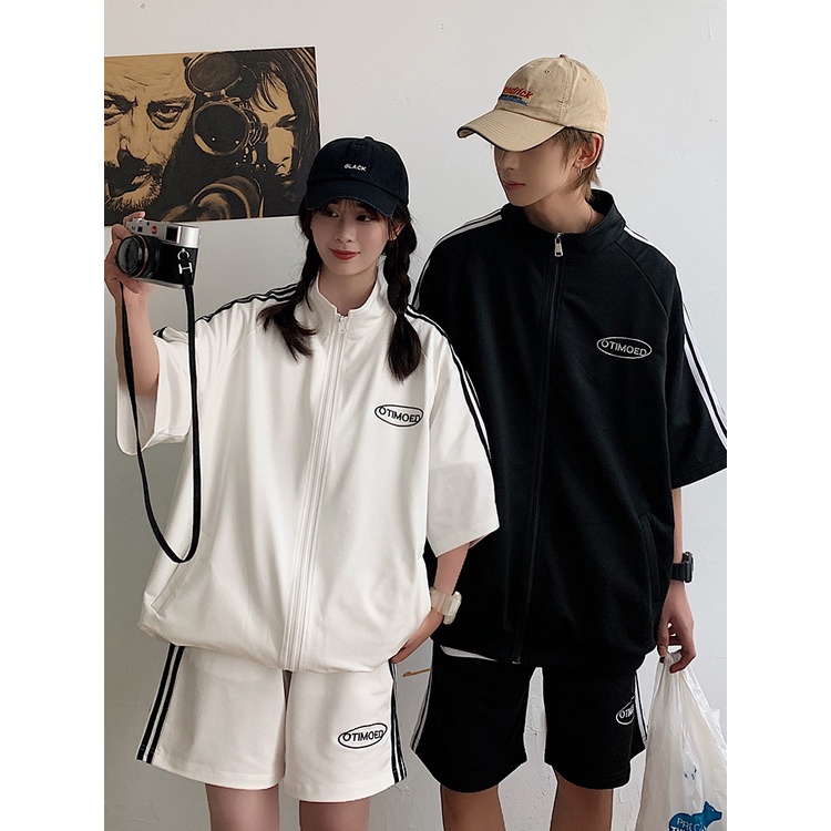 Bộ Đồ Thể Thao Ngắn Tay Phối Khóa Kéo Thời Trang Mùa Hè Hàn Quốc