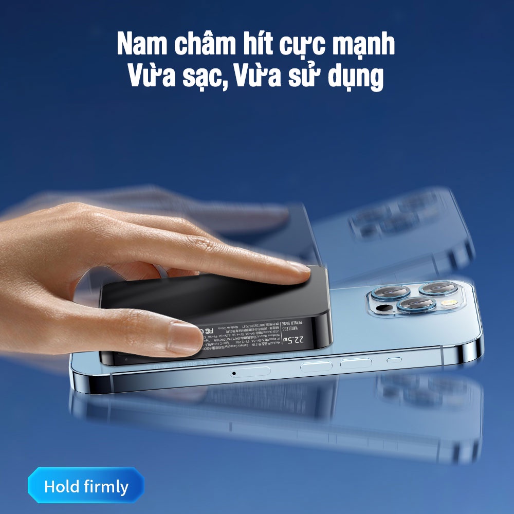 Sạc dự phòng không dây trong suốt WEKOME 22.5W dung lượng 10.000 mAh thiết kế độc đáo cho điện thoại iP