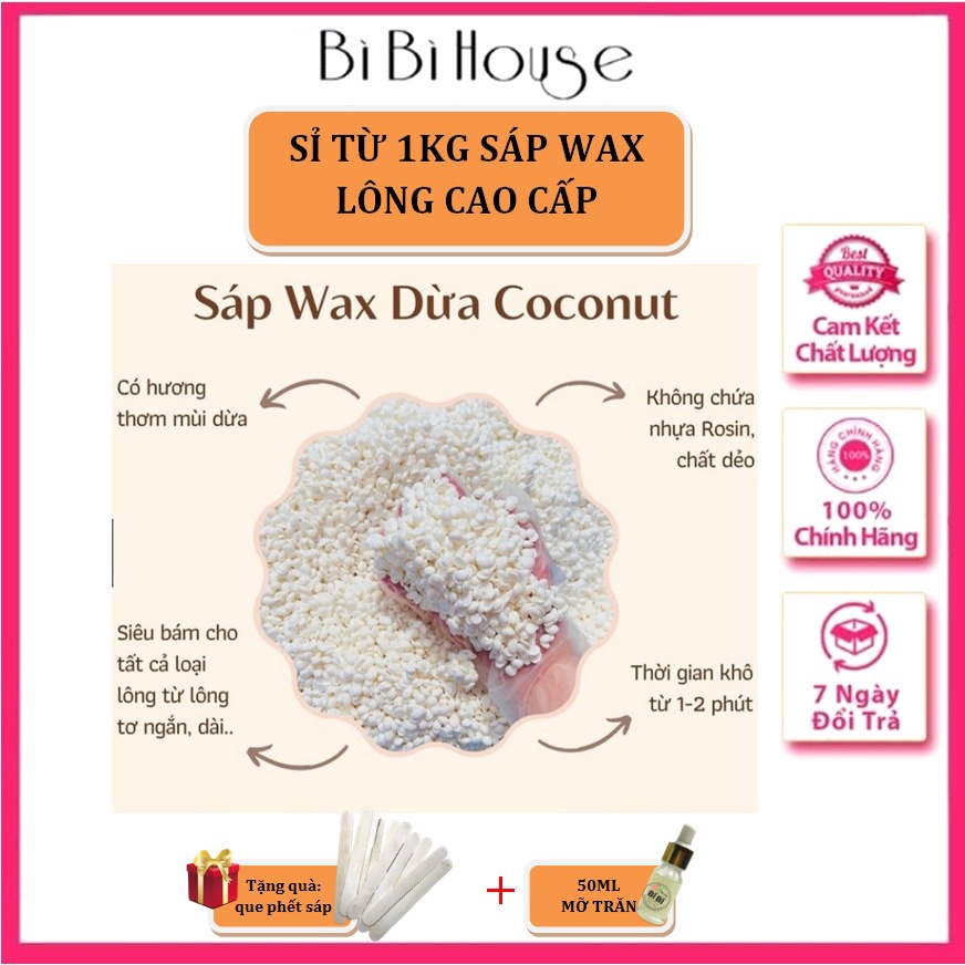 Sỉ tận gốc sáp wax lông cao cấp từ 1kg Tặng que phết sáp + túi chiết + Mỡ trăn bibiwaxing wax lông chuẩn spa tại nhà