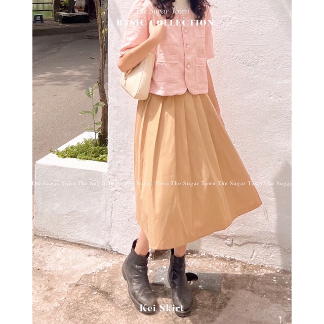 Chân váy nâu be Kei by Sugartown