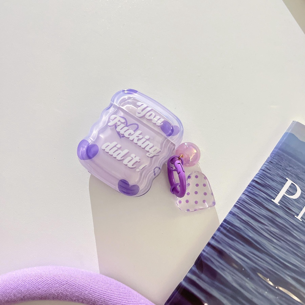 Vỏ Bảo Vệ Hộp Đựng Tai Nghe AirPods 1 / 2 gen3 pro 2 2022 Bluetooth Không Dây Bằng Silicon TPU Trong Suốt Họa Tiết Lượn Sóng Màu Tím