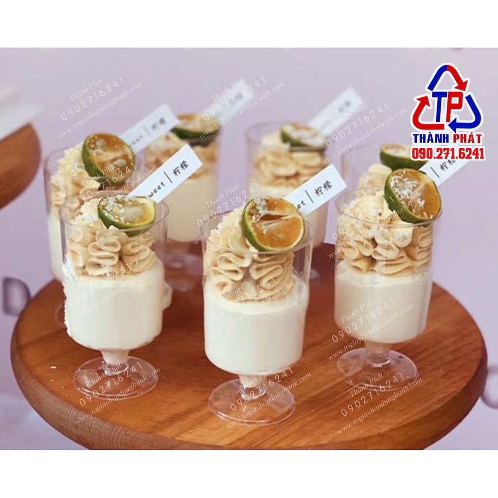 50 Ly panna cotta tròn có chân đựng bánh lạnh trang trí tiệc cưới , buffet 2030