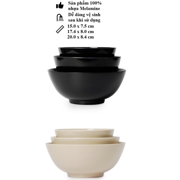 Tô tròn đựng canh,phở nhựa Melamine nhiều Size