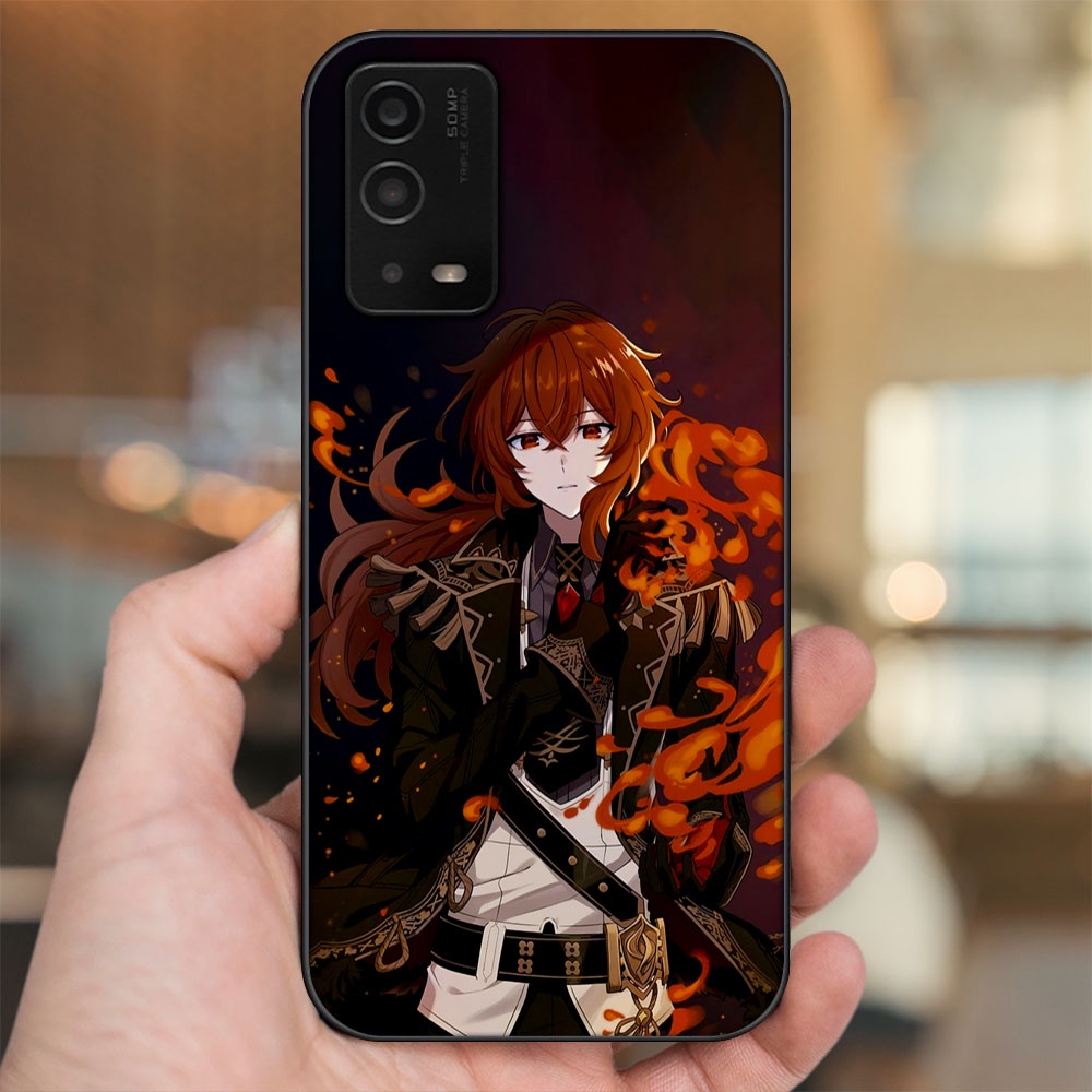 Ốp lưng Oppo A55 4G, A55 5G viền đen in hình Diluc Genshin Impact