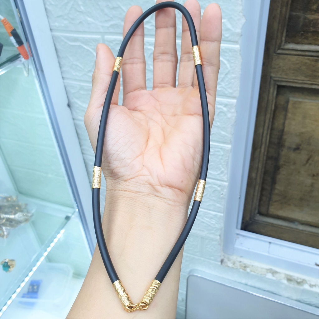 (Có Ký Hiệu-Dùng Như Vàng) Dây Dù Đen Bọc Vàng Khắc Rồng Không Phai Cao Cấp-Dây Chuyền dùng lâu dài tắm rửa thoải mái