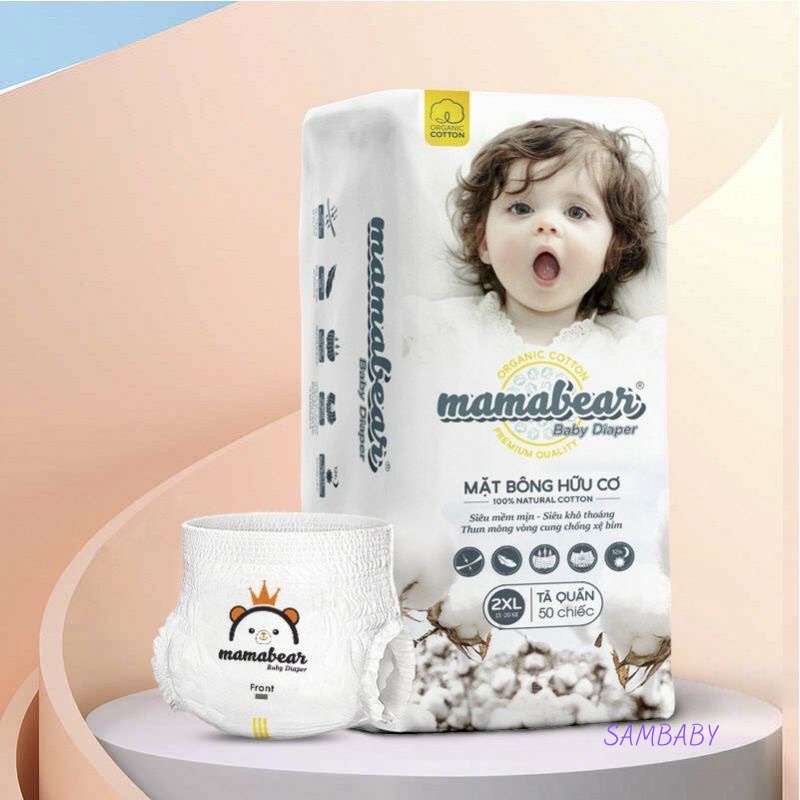 Tã quần Mamabear hữu cơ xuất Mỹ combo 50 miếng,bỉm quần mama bear cho bé đủ size M L XL XXL XXXL SAMBABY