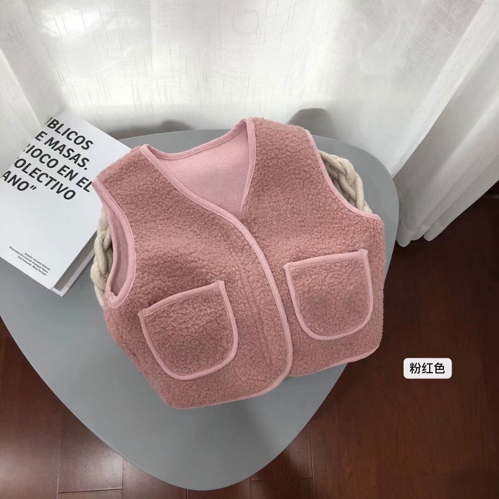 Áo gile lót nỉ cho bé trai bé gái, gile lông cừu cao cấp