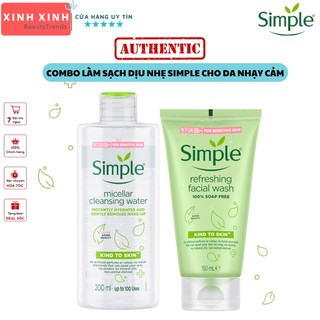 Combo 2 sản phẩm simple kind to skin tẩy trang và sữa rửa mặt
