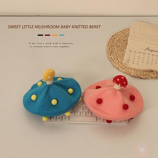 Laa6-dễ thương Mũ nồi nấm tập đi Mũ beanie dệt kim ấm áp mùa đông