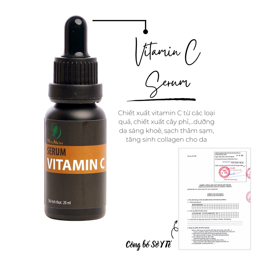 Combo serum C và kem nghệ tươi dưỡng trắng sáng da giảm thâm sạm WonMom