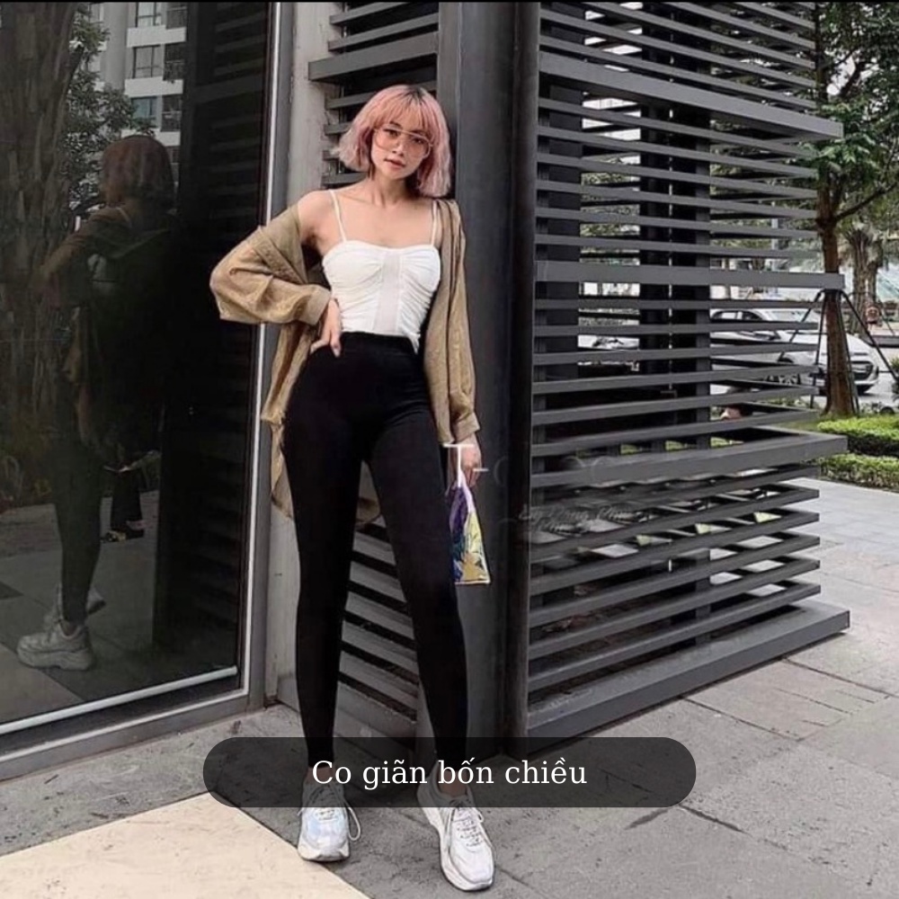 Quần legging nữ Mi Soul dài nâng mông lưng cạp cao giữ nhiệt leggin thun ôm bó vải dày dặn bigsize