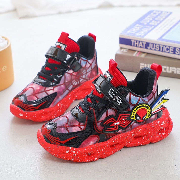 💘 giày thể thao bé trai  💘 giày  đế mềm thoáng khí  💘 chống trượt  thoải mái  thời trang 💘 giày chạy bộ hình người nhện Cho Bé