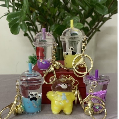 Móc khóa trà sữa,hoat hình dễ thương,màu sắc phong phú,không vỡ không phai màu