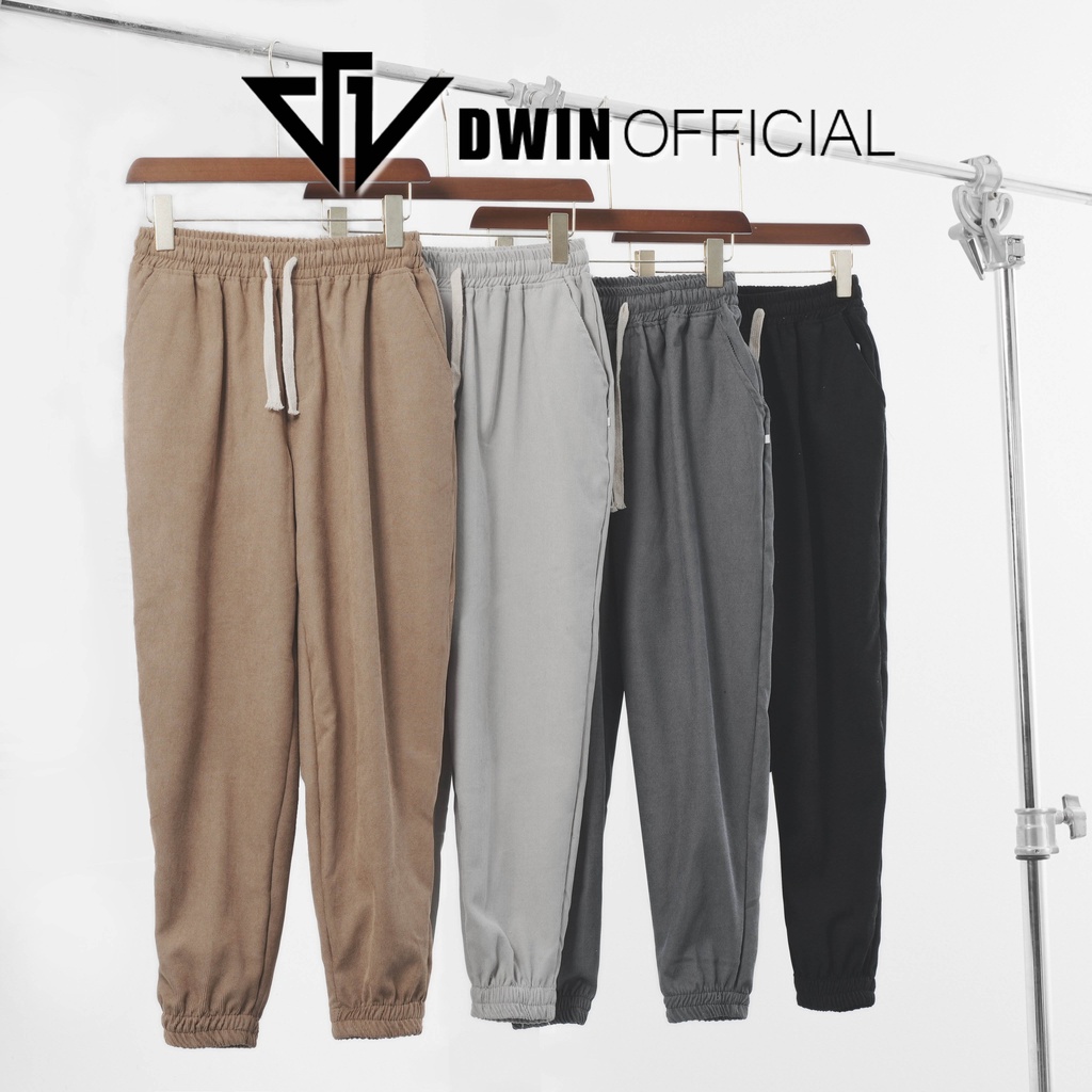 Quần jogger nam nữ Dwin bo ống basic unisex chất liệu nhung tăm nhỏ cao cấp